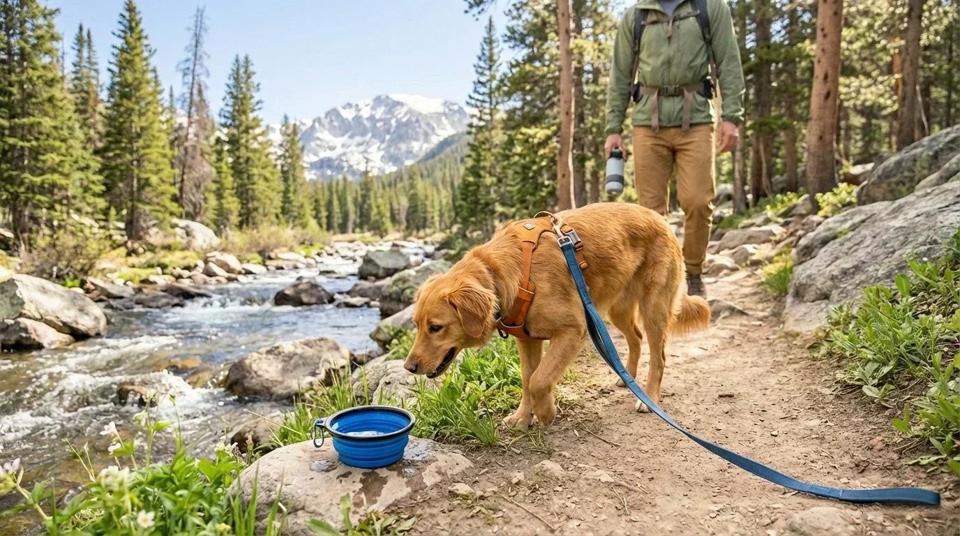 hike with a dog in spring