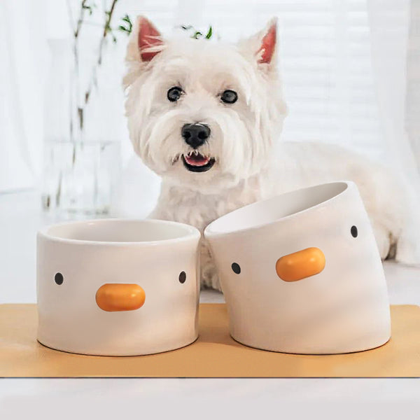 Creative Neck-Care White Little Chick Pet Food Bowl