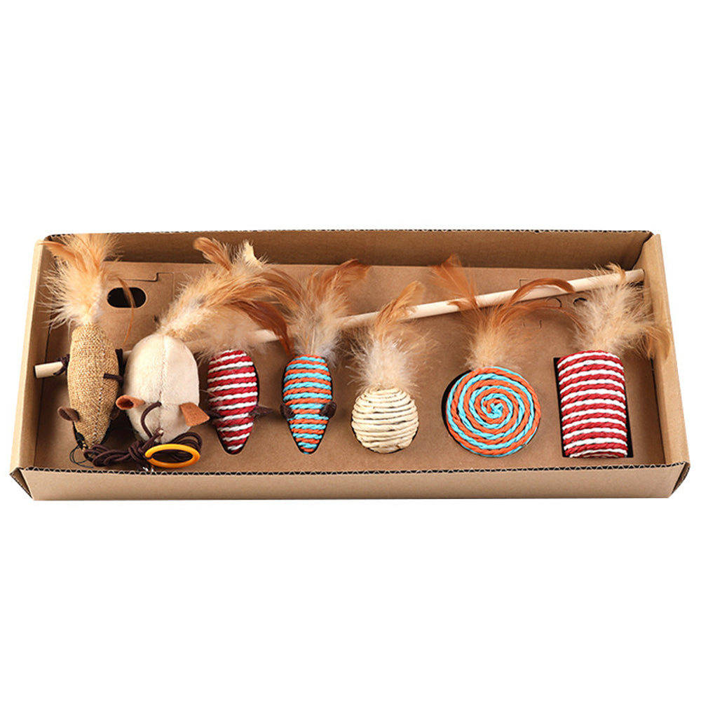 7 Pieces Cute Cat Teaser Toy Set petin