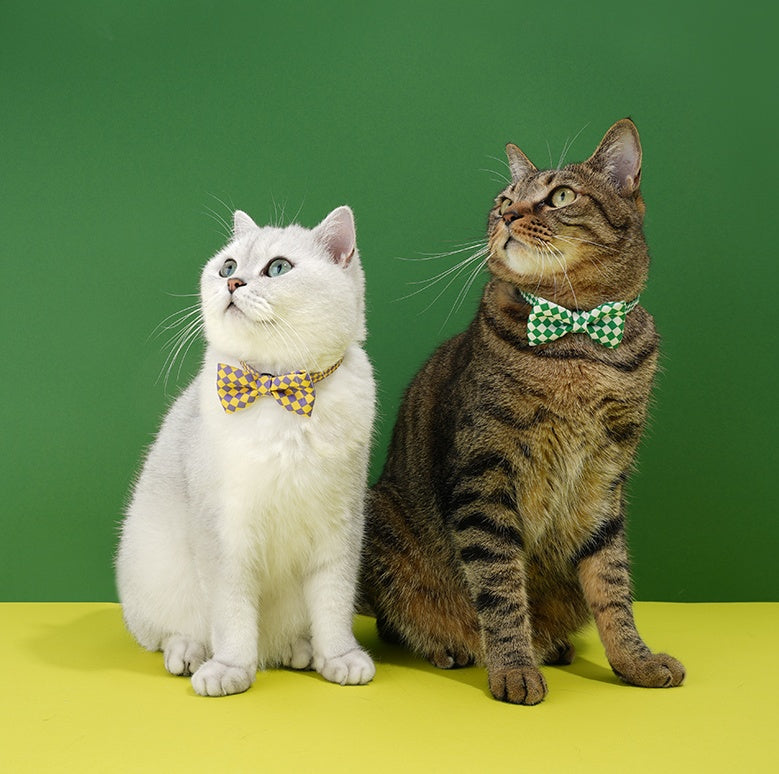 Adjustable Classic Plaid Cat Bow Tie petin