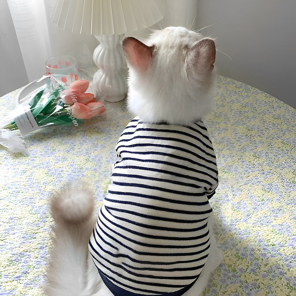 Black and White Striped Cat Hoodie petin