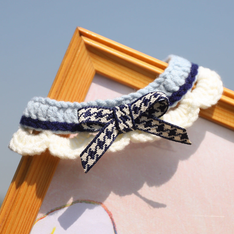 Bowknot Handmade Cat Knitted Collar petin