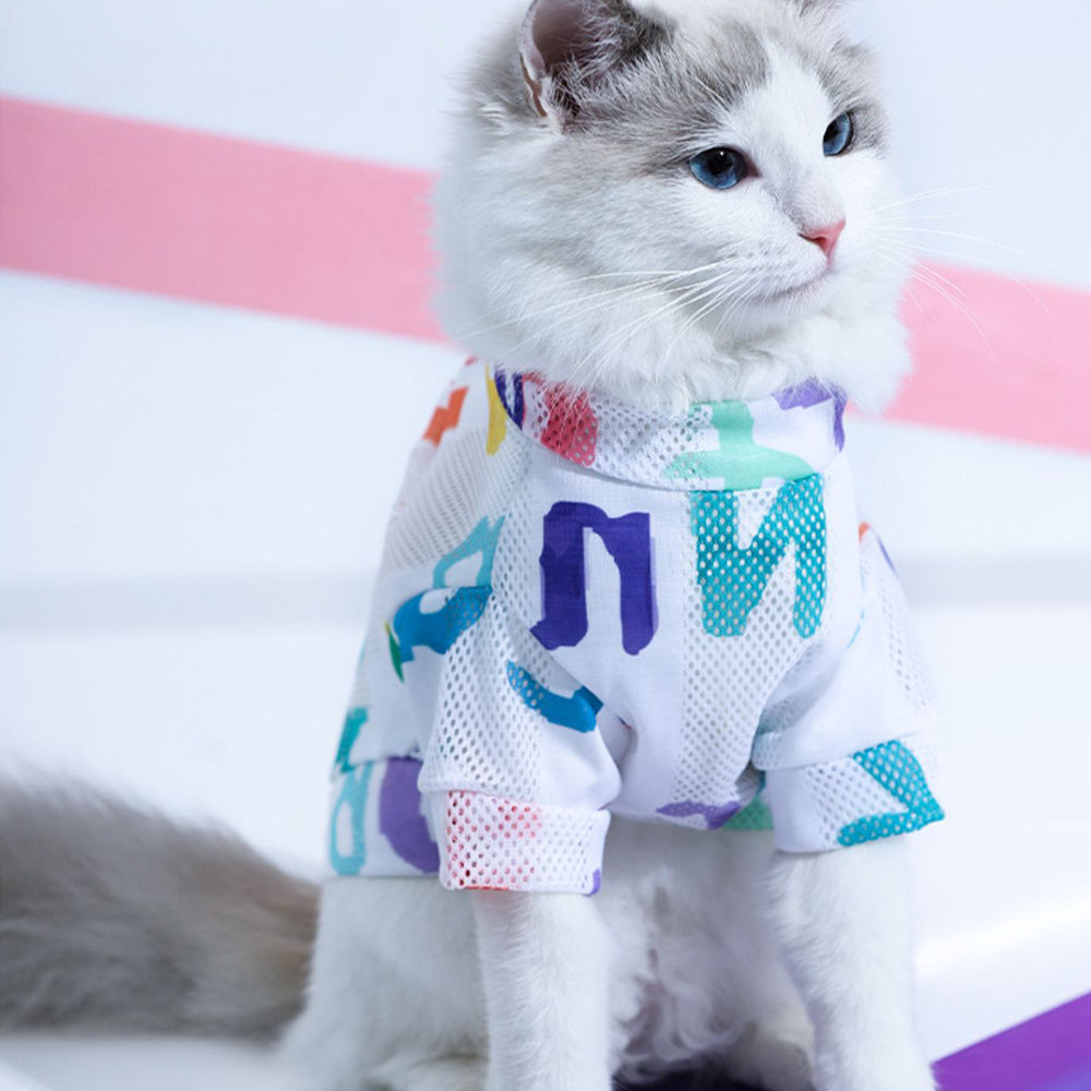 Breathable Mesh Surface Cat T-shirt petin