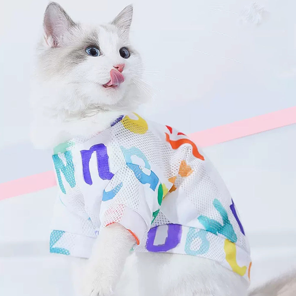 Breathable Mesh Surface Cat T-shirt petin