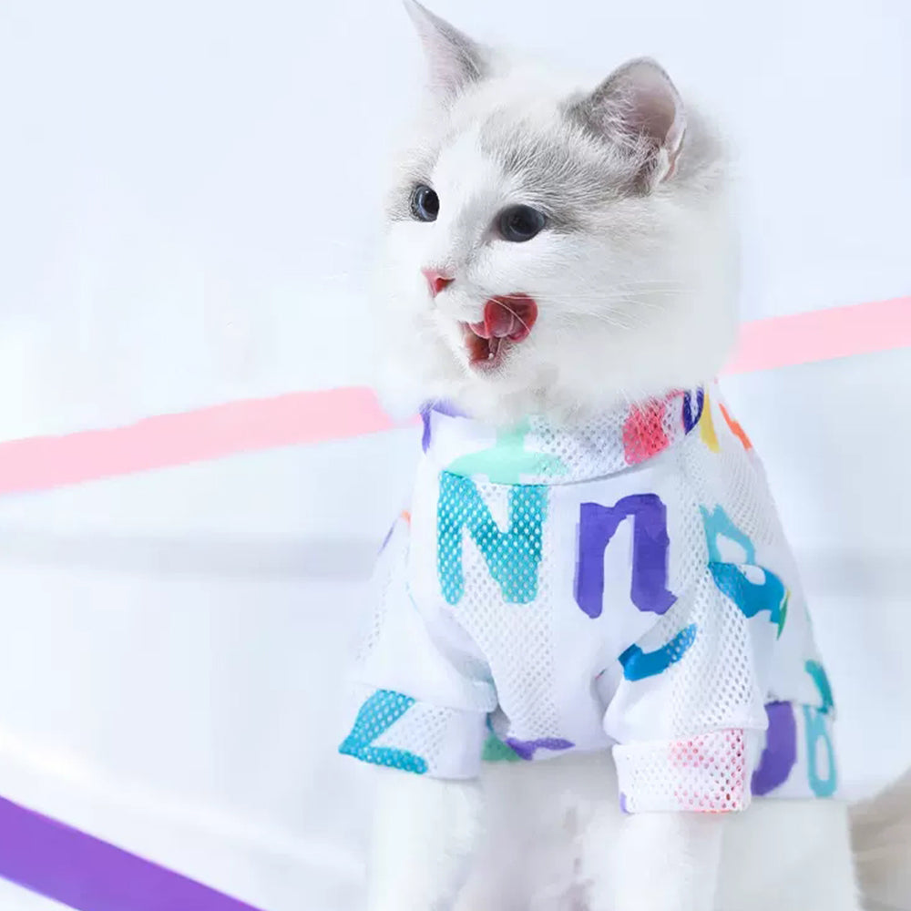 Breathable Mesh Surface Cat T-shirt petin
