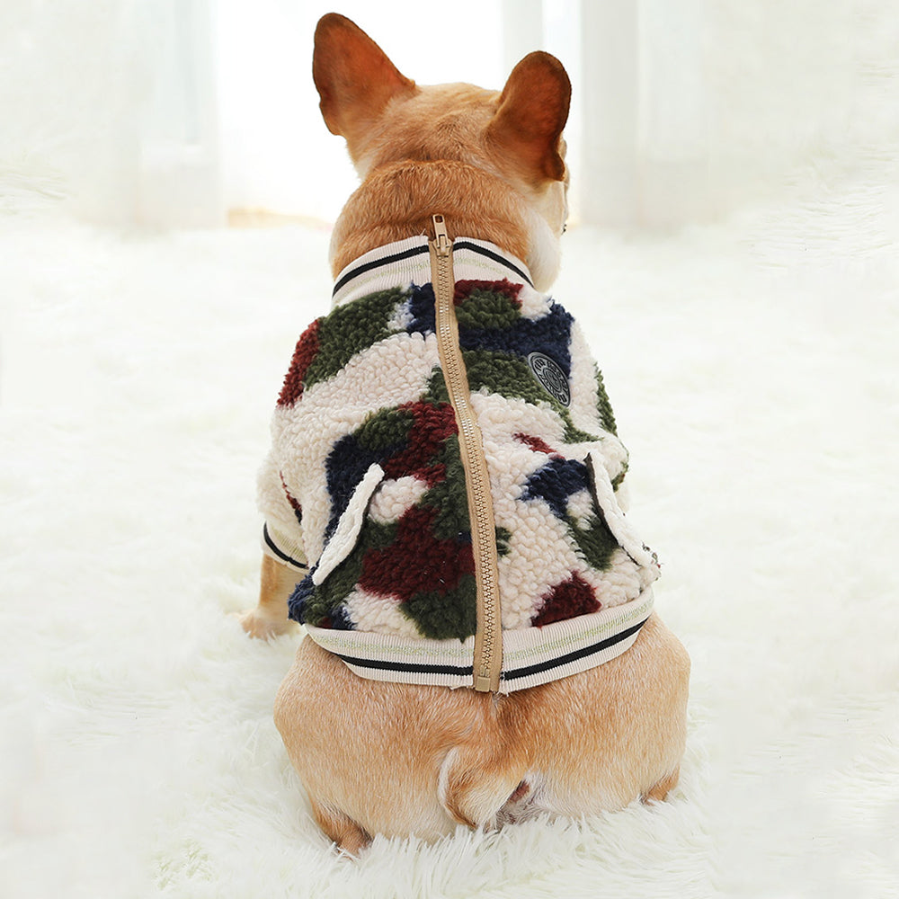 Camouflage Berber Fleece Dog Zip Coat petin