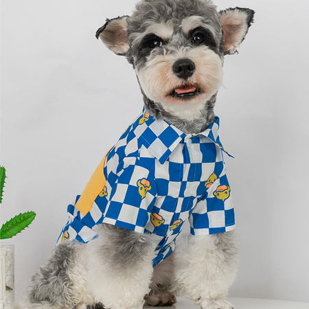 Cartoon Checkerboard Fashion Dog Shirt petin