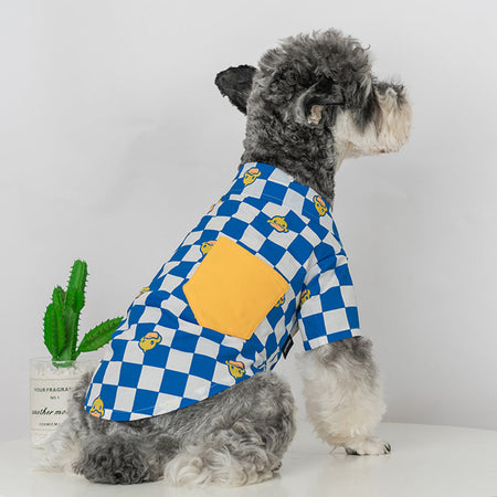 Cartoon Checkerboard Fashion Dog Shirt petin