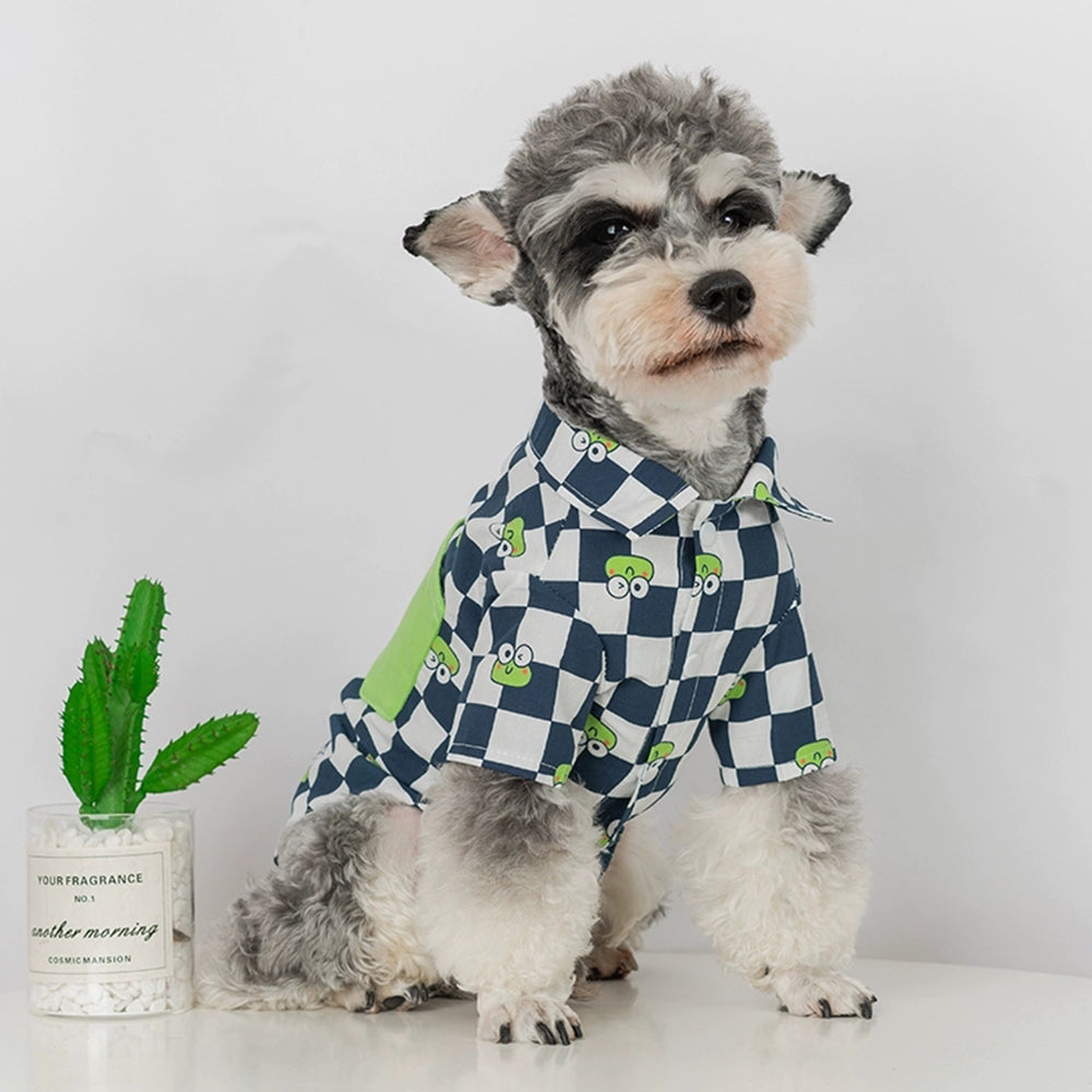 Cartoon Checkerboard Fashion Dog Shirt petin