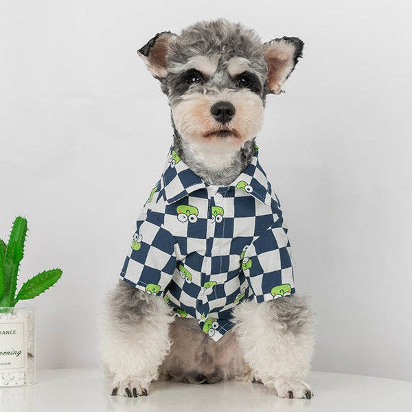Cartoon Checkerboard Fashion Dog Shirt petin