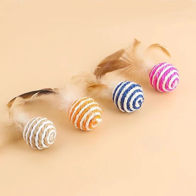 Cat Scratcher Balls with Plume petin