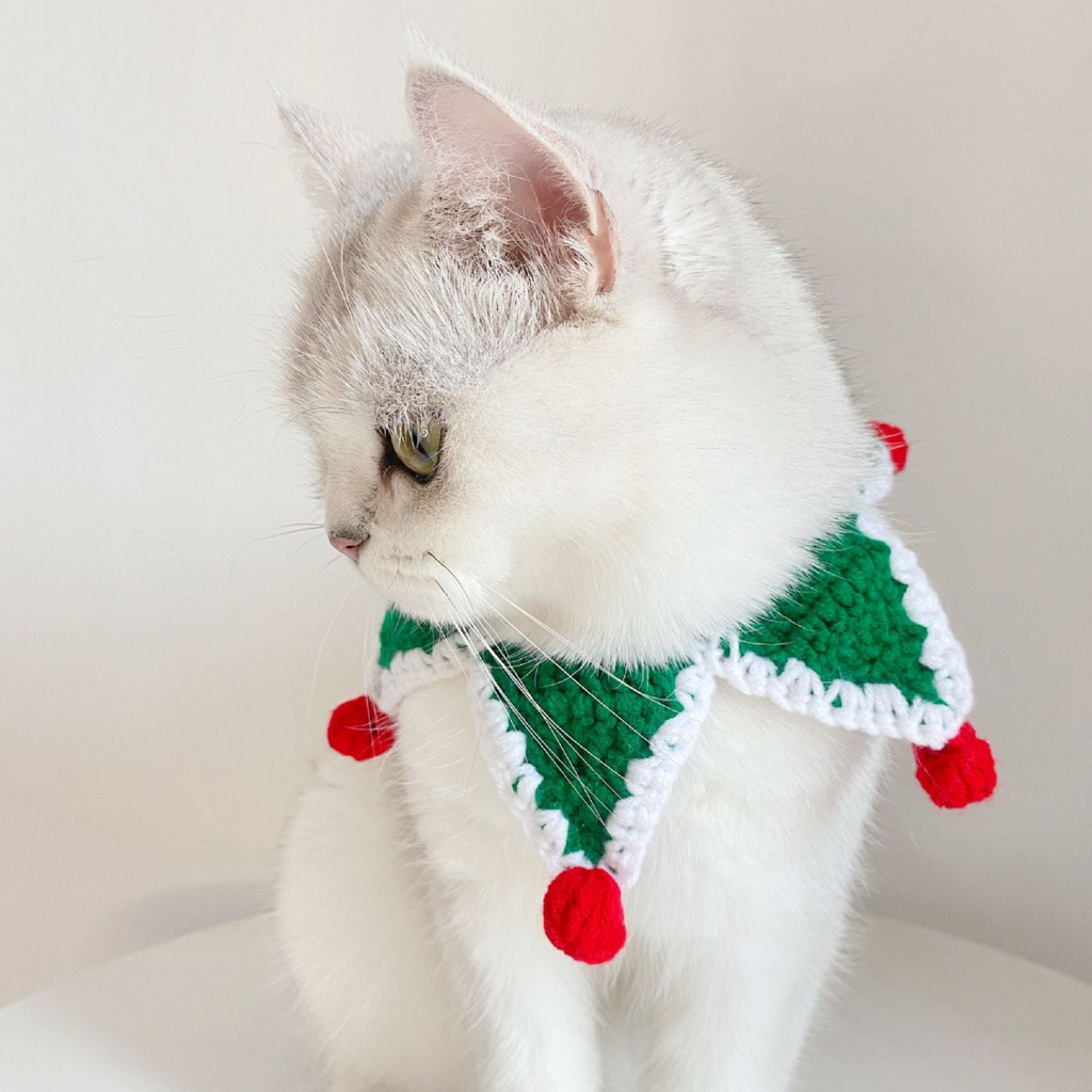 Christmas Five Star Adjustable Cat Knitted Collar petin