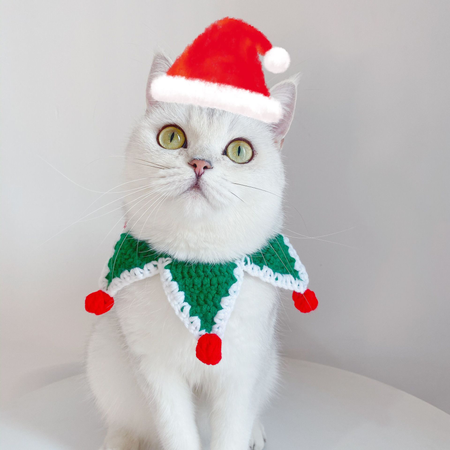 Christmas Five Star Adjustable Cat Knitted Collar petin