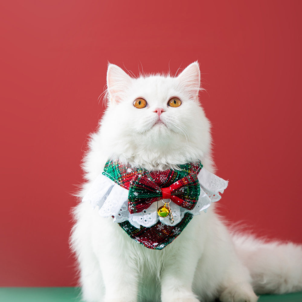 Christmas Series Lace Bow Pet Collars petin