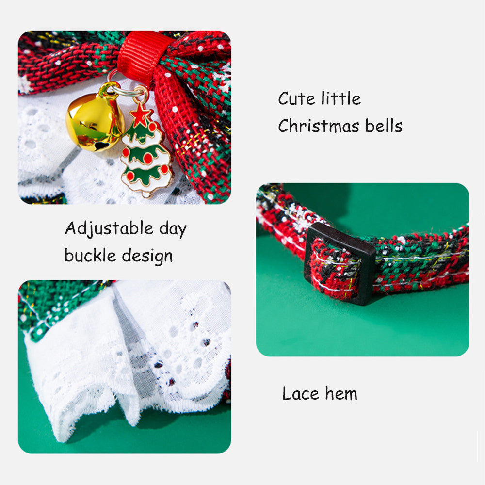 Christmas Series Lace Bow Pet Collars petin