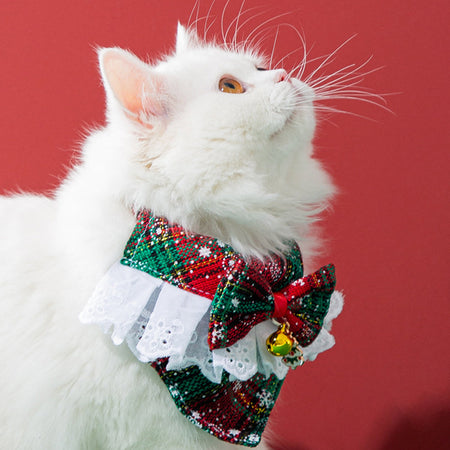 Christmas Series Lace Bow Pet Collars petin