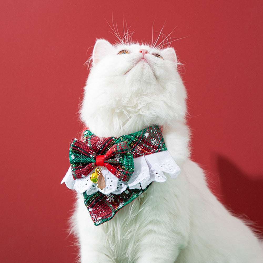 Christmas Series Lace Bow Pet Collars petin