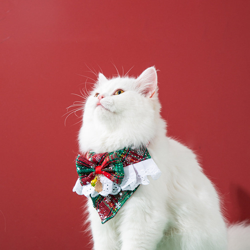 Christmas Series Lace Bow Pet Collars petin