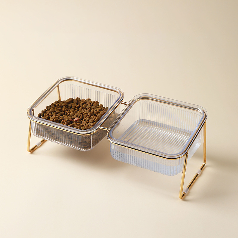 Clear Glass Elevated Pet Food Bowl petin