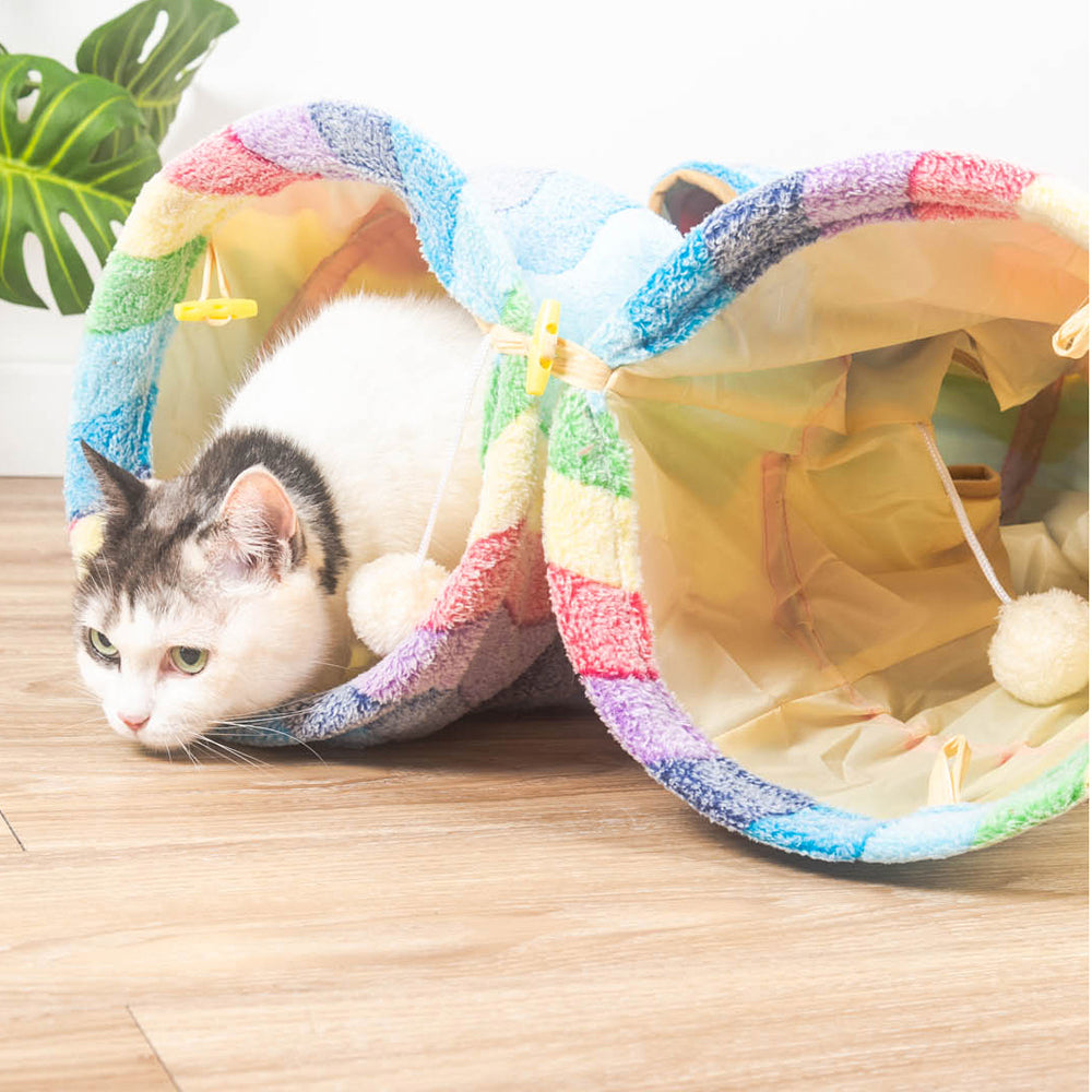 Collapsible Rainbow Cat Tunnel petin