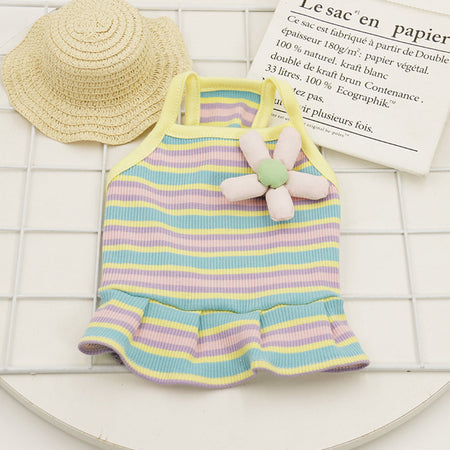 Color Stripe Cute Cat Dress petin