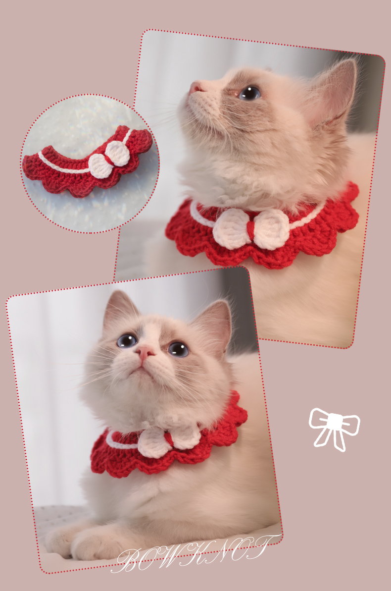 Colorful Handmade Adjustable Cat Knitted Collar petin