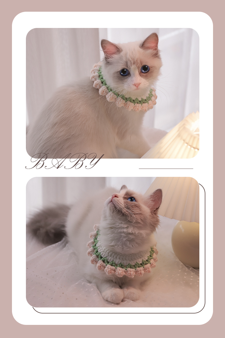 Colorful Handmade Adjustable Cat Knitted Collar petin