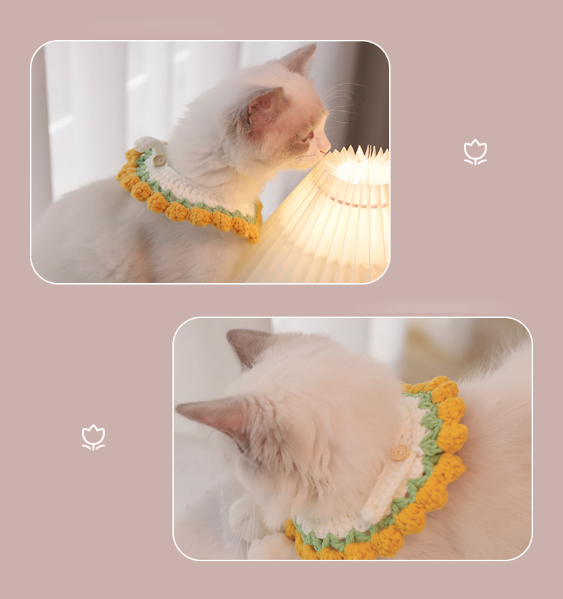 Colorful Handmade Adjustable Cat Knitted Collar petin