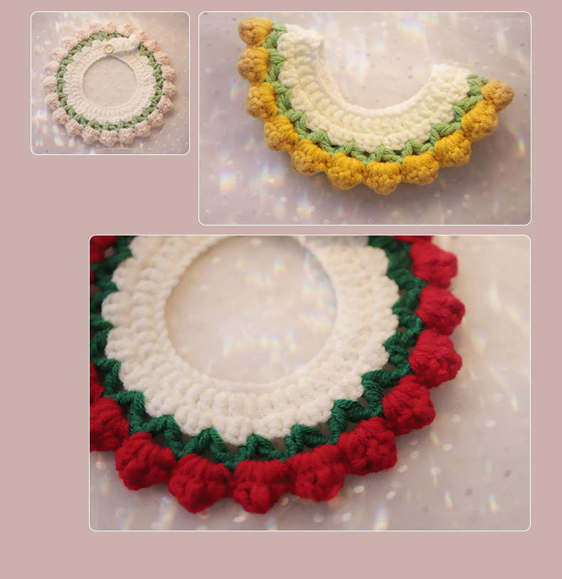 Colorful Handmade Adjustable Cat Knitted Collar petin