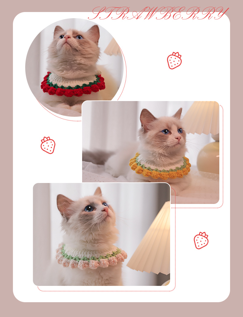 Colorful Handmade Adjustable Cat Knitted Collar petin