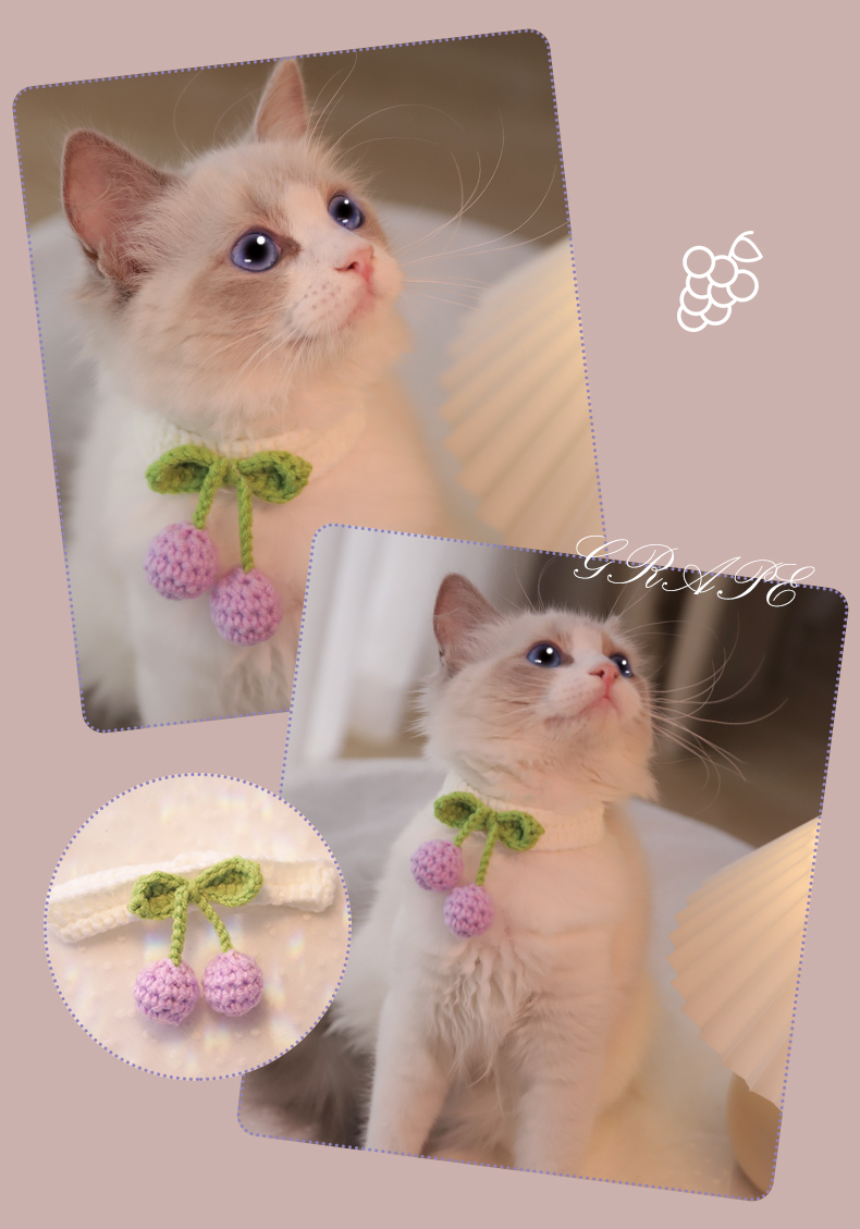 Colorful Handmade Adjustable Cat Knitted Collar petin