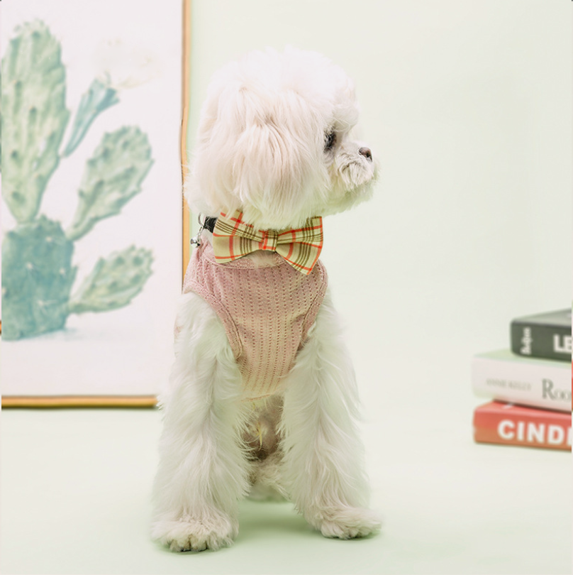 Colorful Plaid Bowknot Cotton Dog Bandana petin