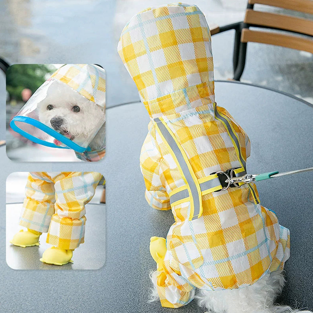 Colorful Plaid Breathable Dog Raincoat petin