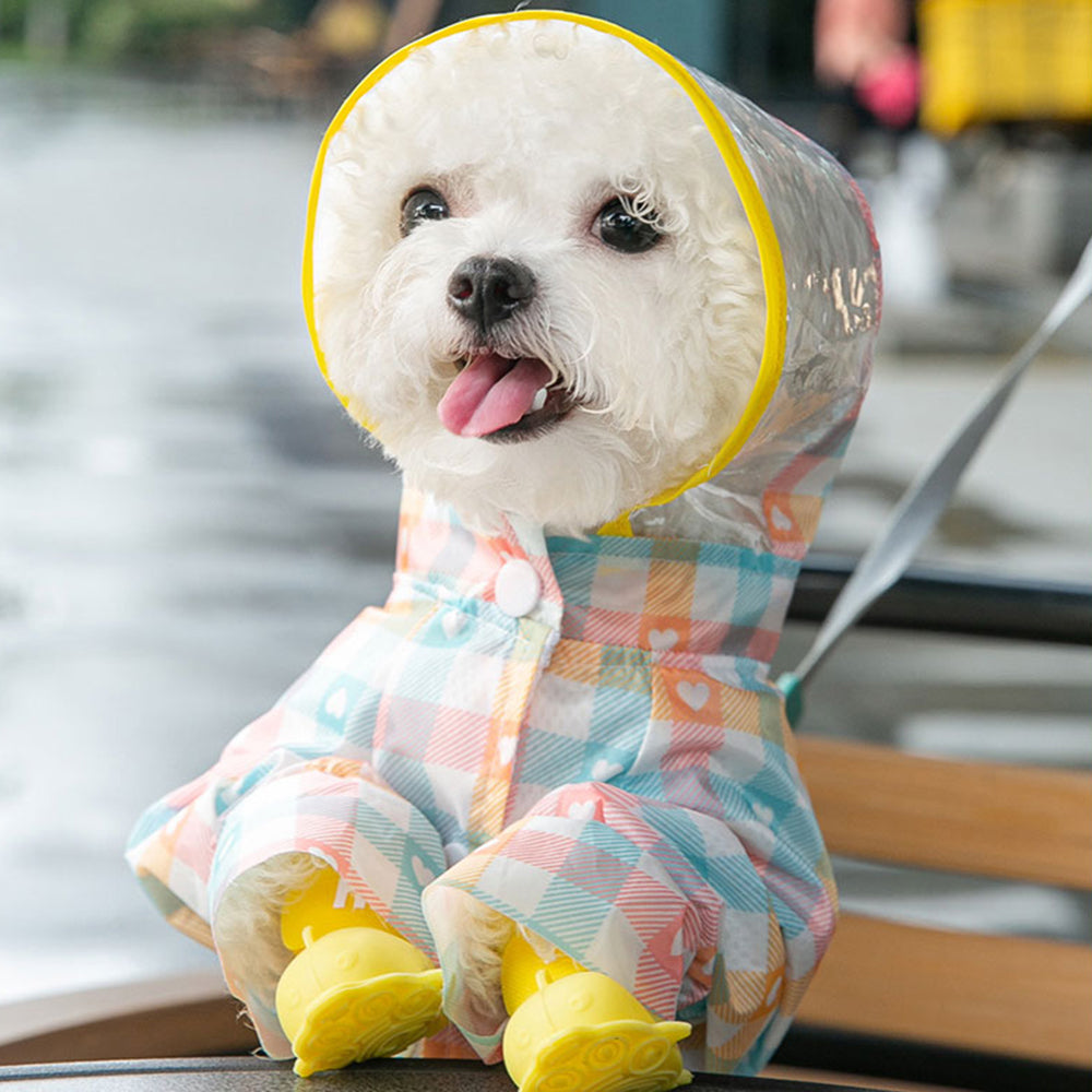 Colorful Plaid Breathable Dog Raincoat petin