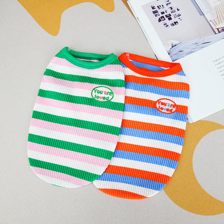 Colorful Striped and Elastic Cat Vest petin