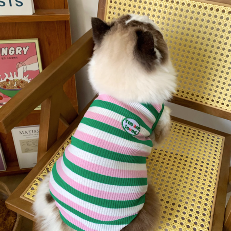 Colorful Striped and Elastic Cat Vest petin