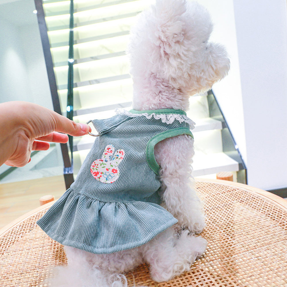 Corduroy Lace Edge Cute Dog Dress petin