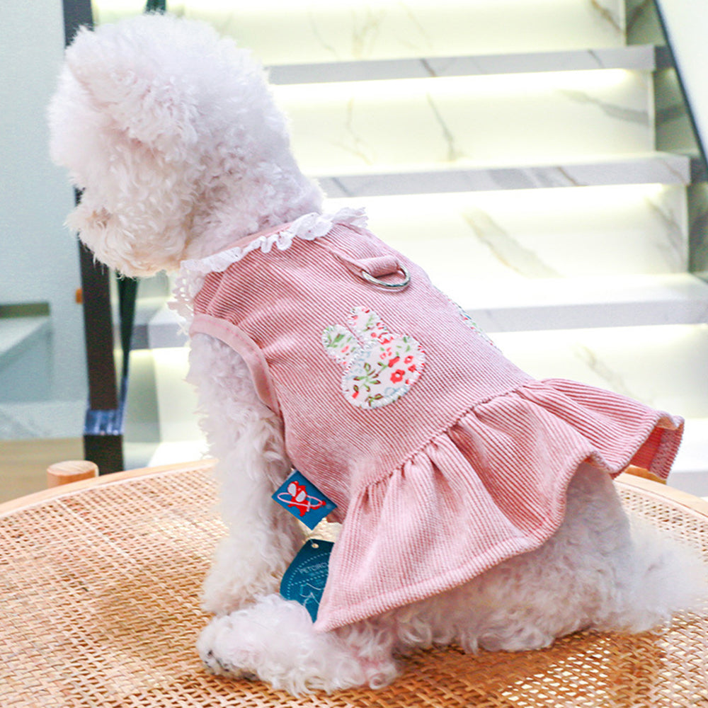 Corduroy Lace Edge Cute Dog Dress petin