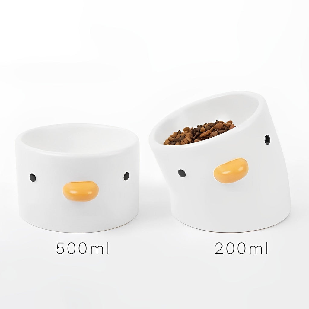 Creative Neck-Care White Little Chick Pet Food Bowl petin