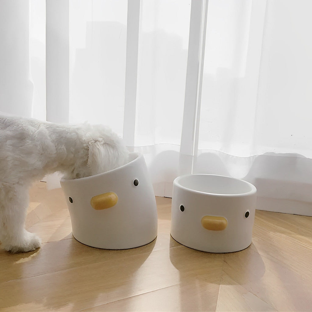 Creative Neck-Care White Little Chick Pet Food Bowl petin