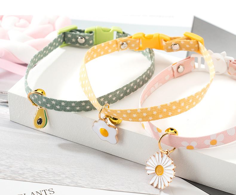 Cute Printed Cat Collar with Bells petin