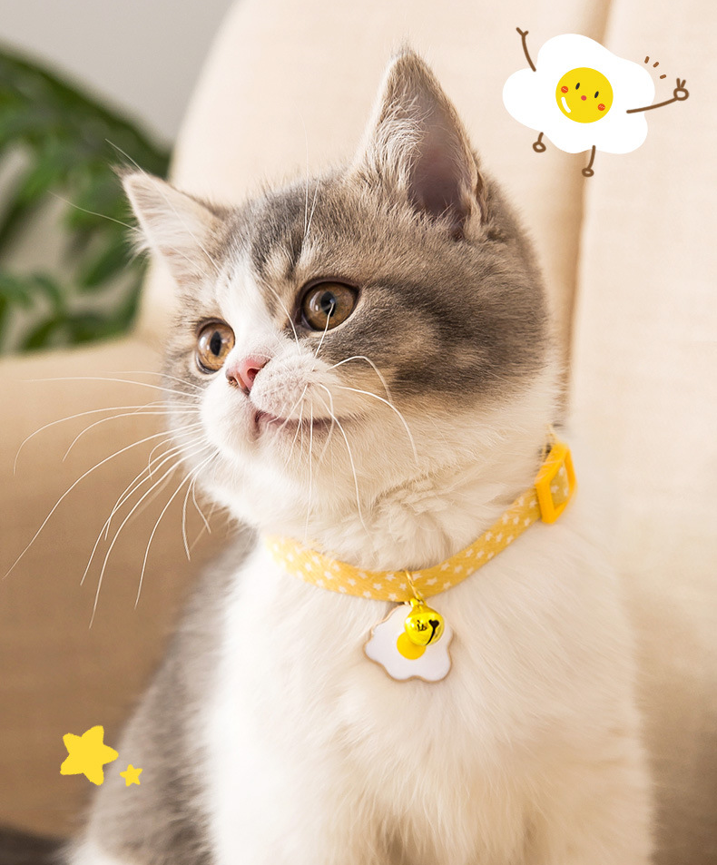 Cute Printed Cat Collar with Bells petin