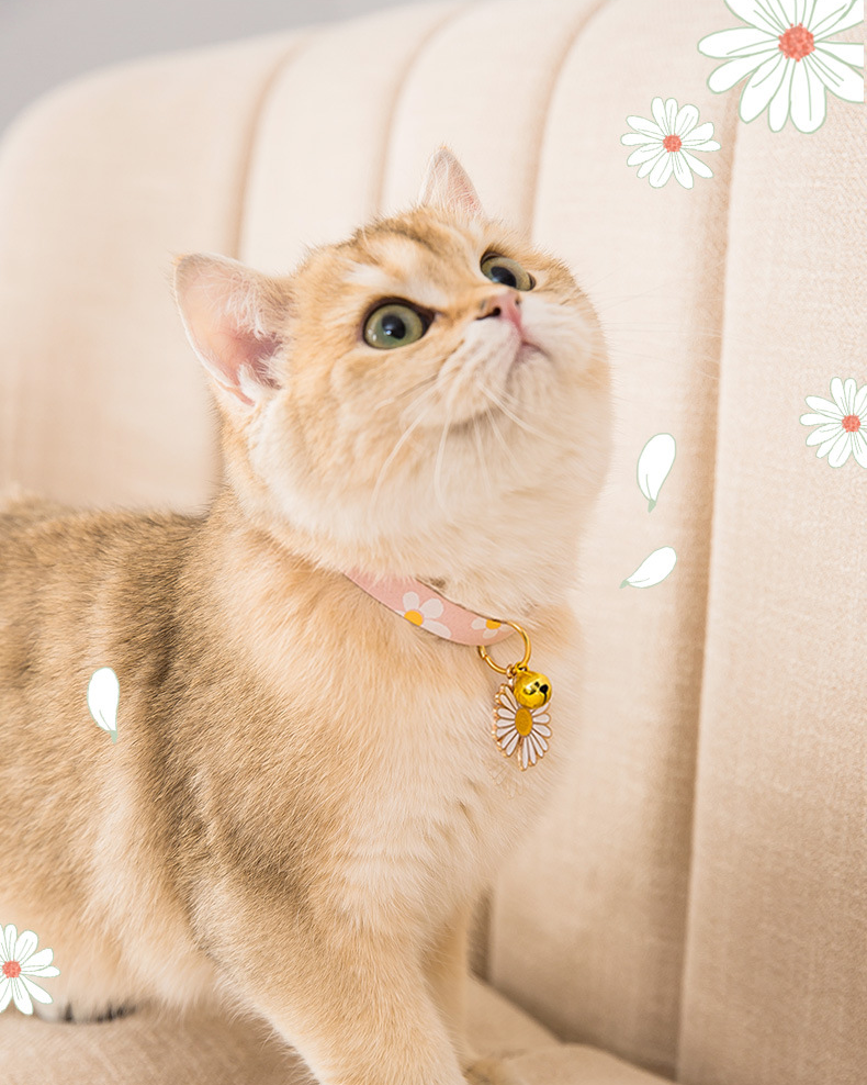 Cute Printed Cat Collar with Bells petin