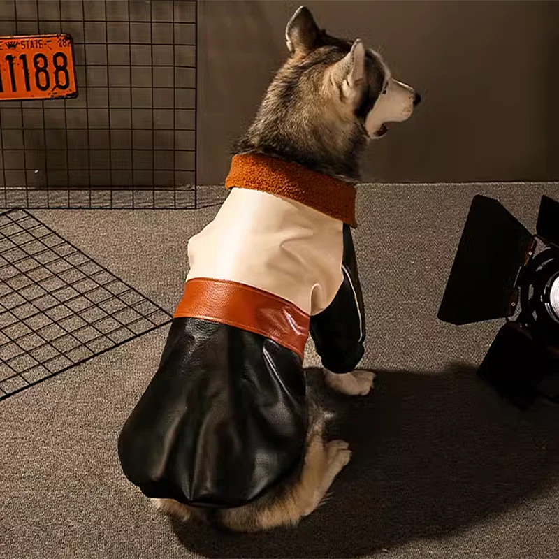 Dog Leather Jacket Coat 2