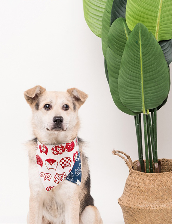 Double-sided Cotton and Linen Printed Dog Bandana petin