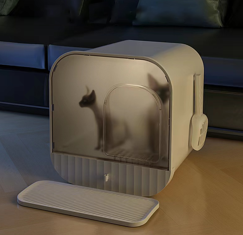 Drawer-style Enclosed Cat Litter Box petin
