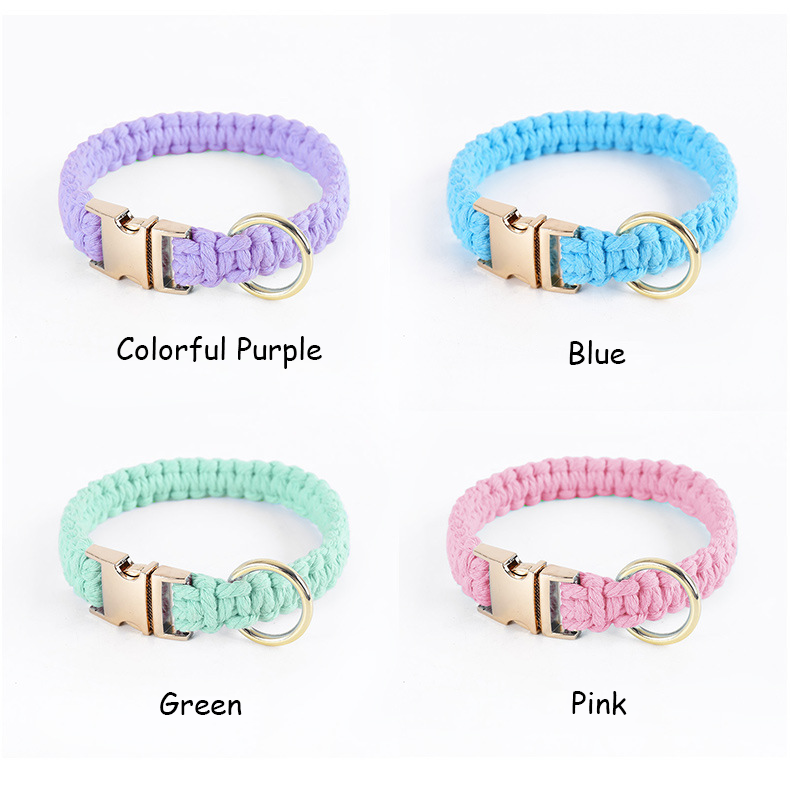 Eco-friendly Cotton Rope Hand-woven Dog Collar petin