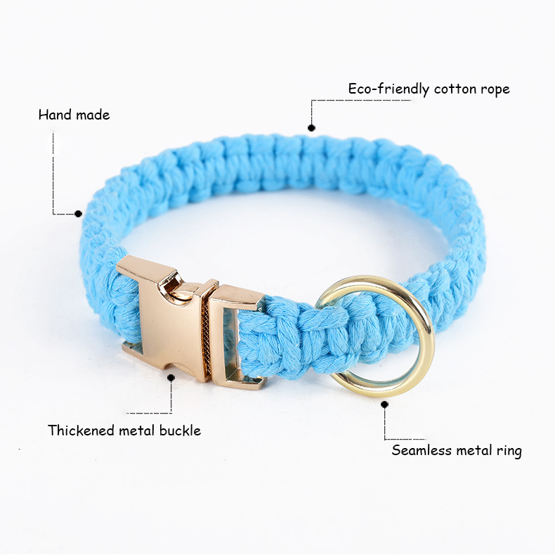 Eco-friendly Cotton Rope Hand-woven Dog Collar petin