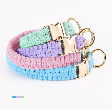 Eco-friendly Cotton Rope Hand-woven Dog Collar petin