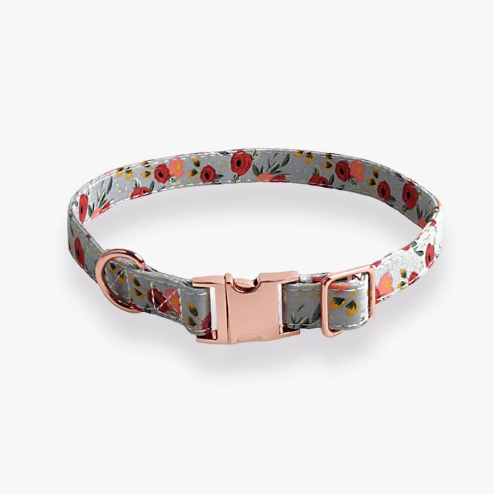 Elegant Floral Cotton Dog Collar petin